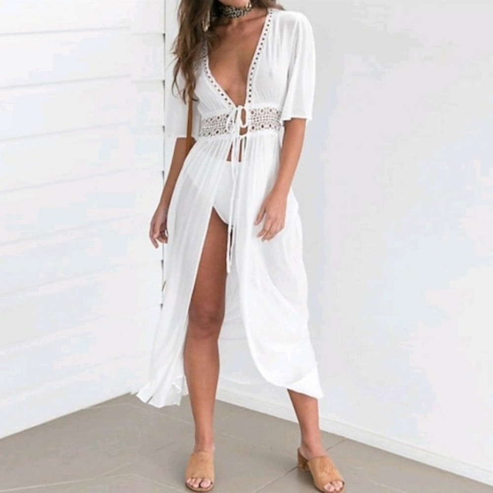 White Maxi Beach Cover Up. Never worn